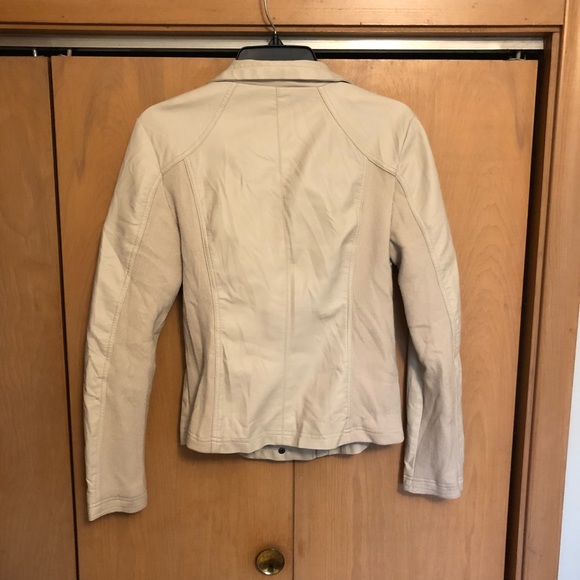 Cream faux leather moto jacket. - Picture 2 of 3